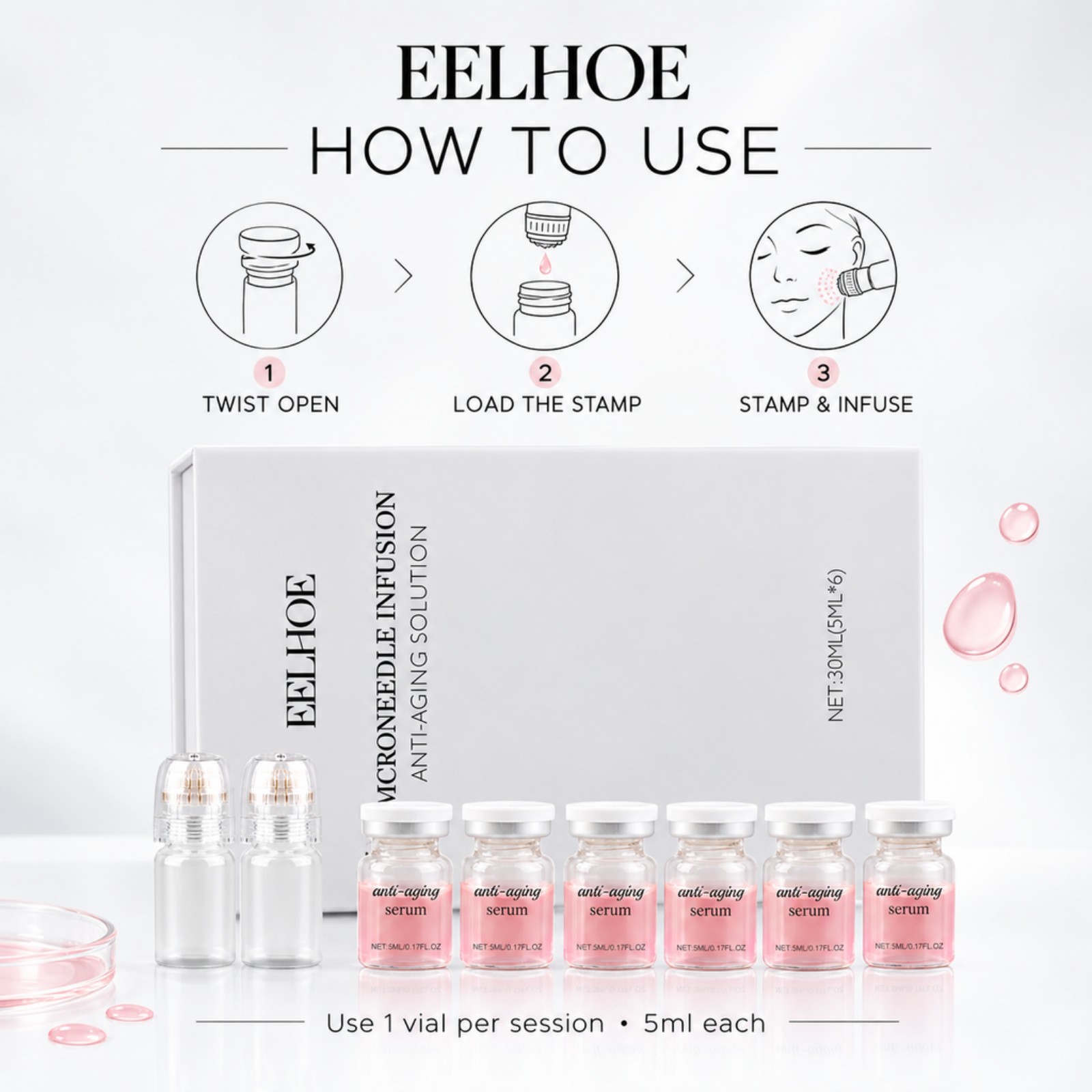 0.2mm Microneedle Serum Kit 6  - Hyaluronic Acid Facial Serum recension och pris