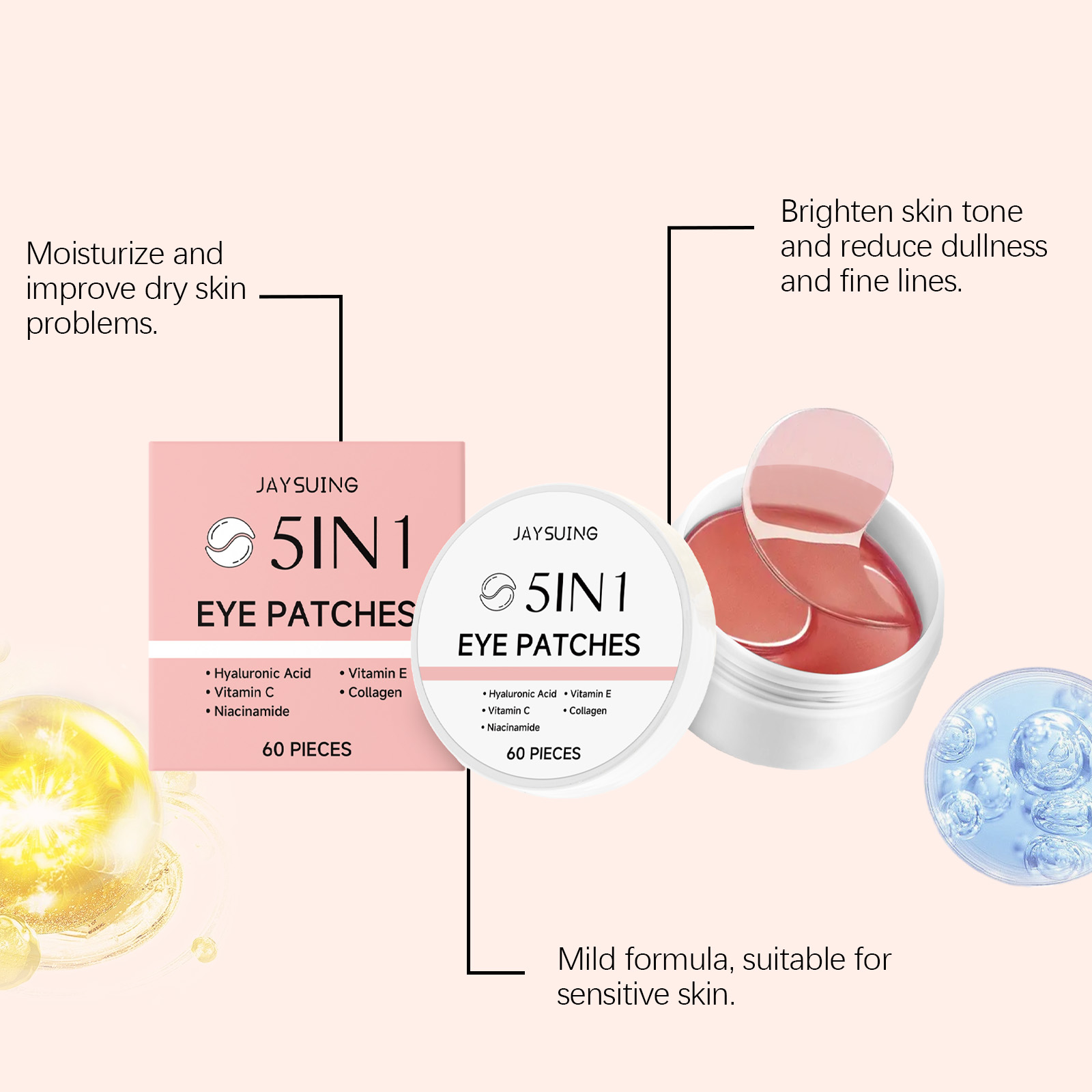 JAYSUING 5-in-1 Under Eye Patc - Hyaluronic Acid Facial Serum recension och pris