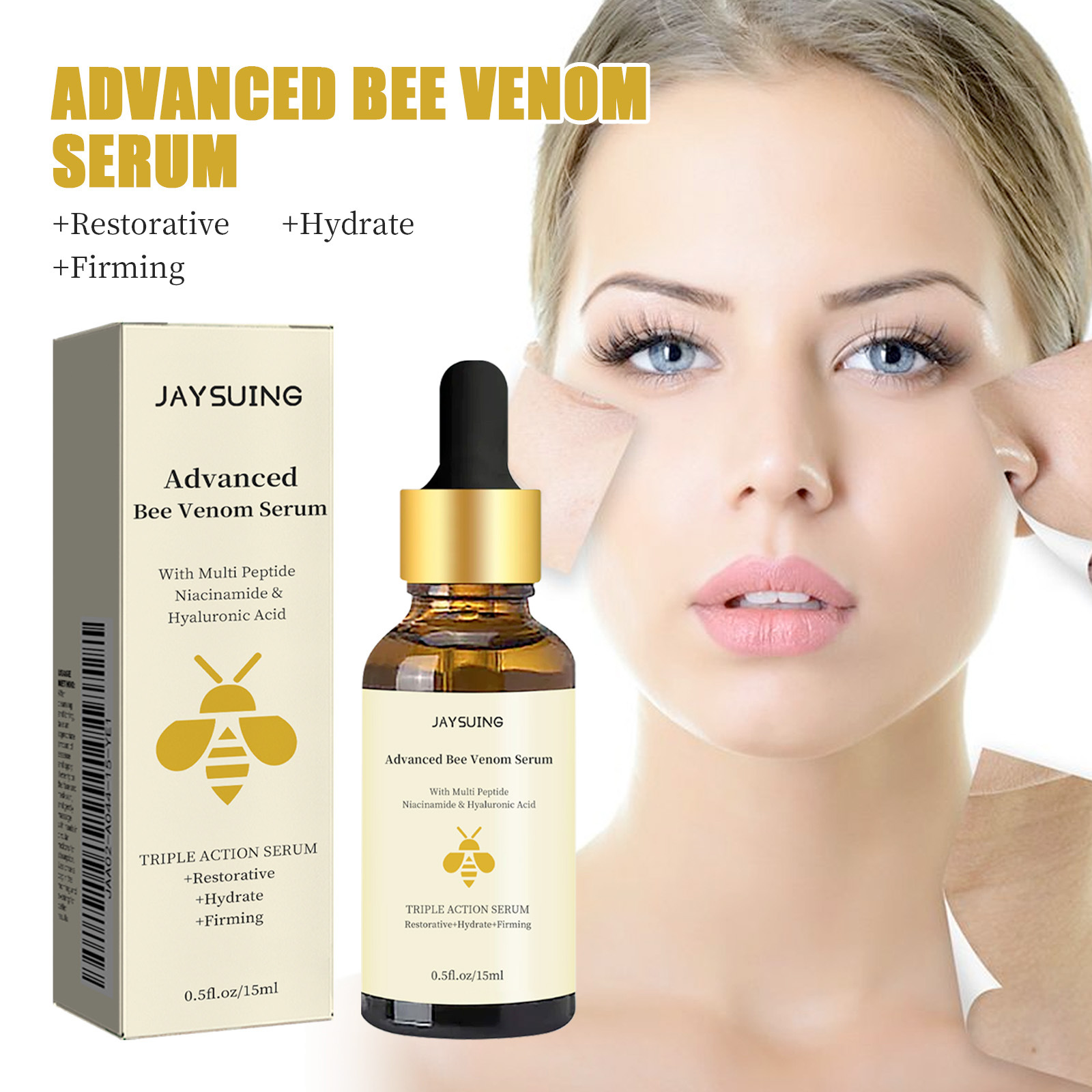1/2/3pcs Bee Venom Facial Seru - Hyaluronic Acid Facial Serum recension och pris
