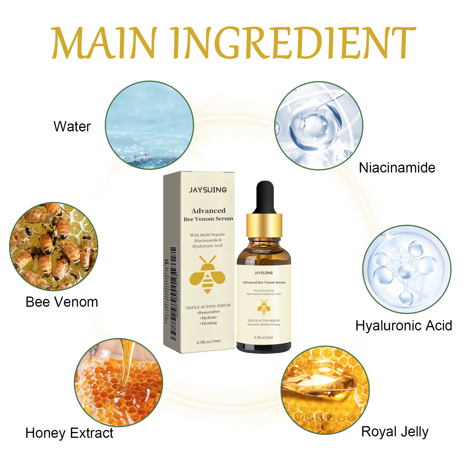 1/2/3pcs Bee Venom Facial Seru - Hyaluronic Acid Facial Serum recension och pris
